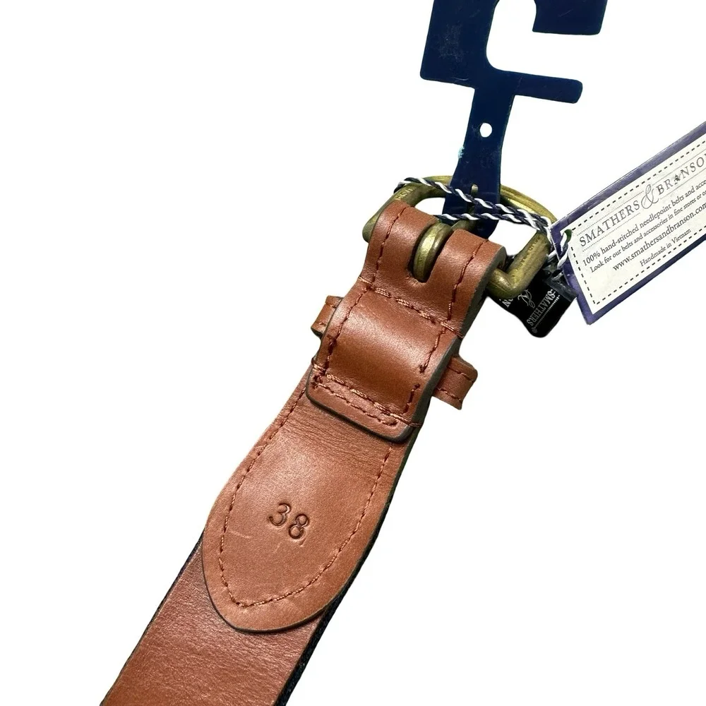 Smathers & Branson Needlepoint Blue Stitched Mens Golf Belt Size 38 NWT